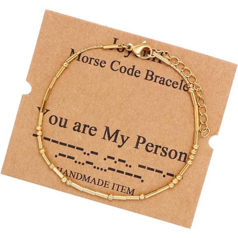 Morse Code Bracelets for Women Silver Beads Jewelry You Are My Person
